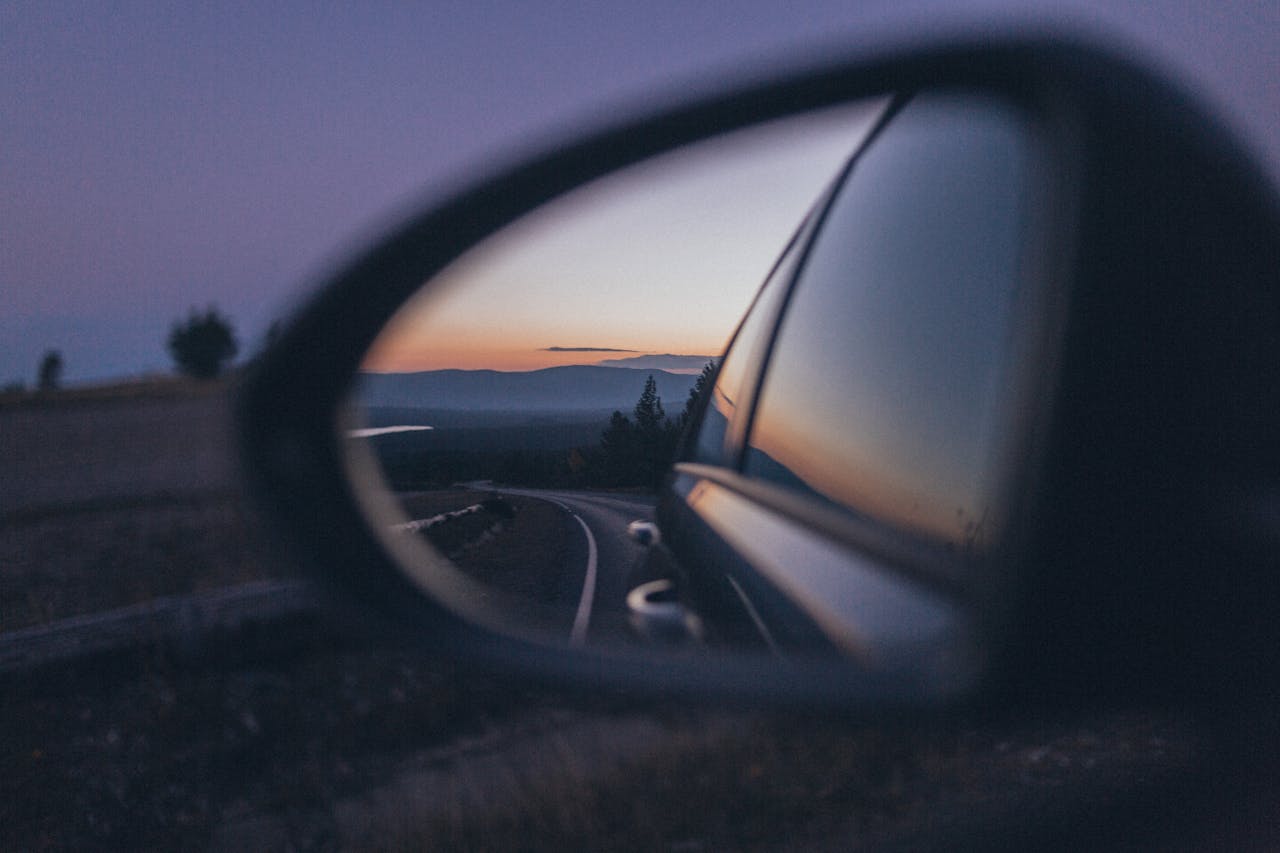 Gray Concrete Road Viewing from Side Mirror